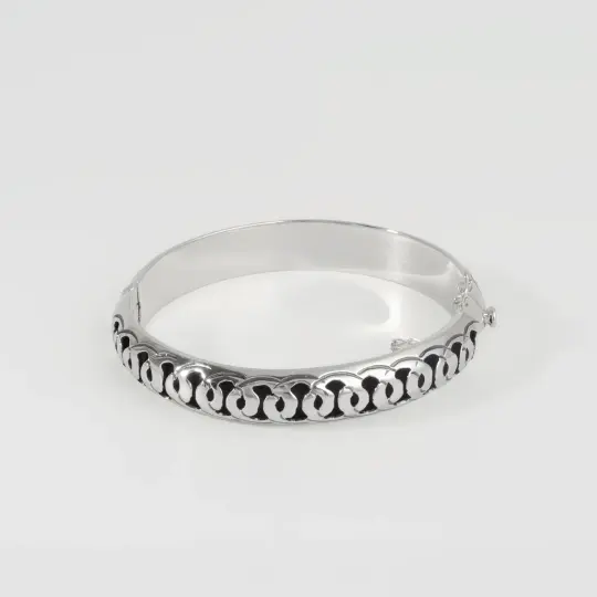 Sterling Silver Oxidized Shadow Box Cuff Bracelet