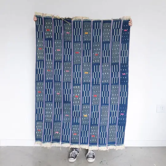 Baoulé Cloth in Indigo, Purple and White