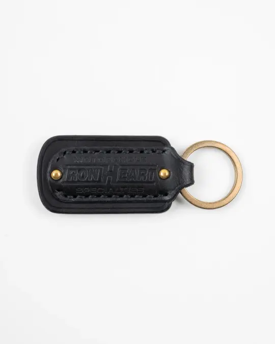 Buttero Leather Key Ring w/Embossed Iron Heart Logo - Black