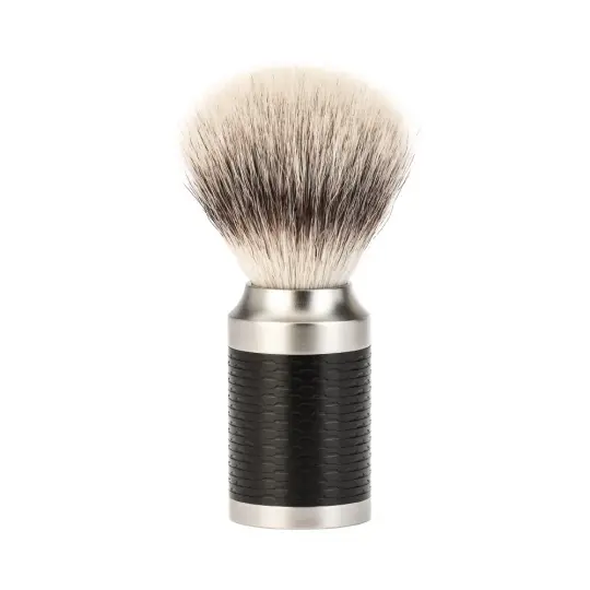 MÜHLE ROCCA Shaving Brush, Silvertip Fibre®, Stainless Steel, Black