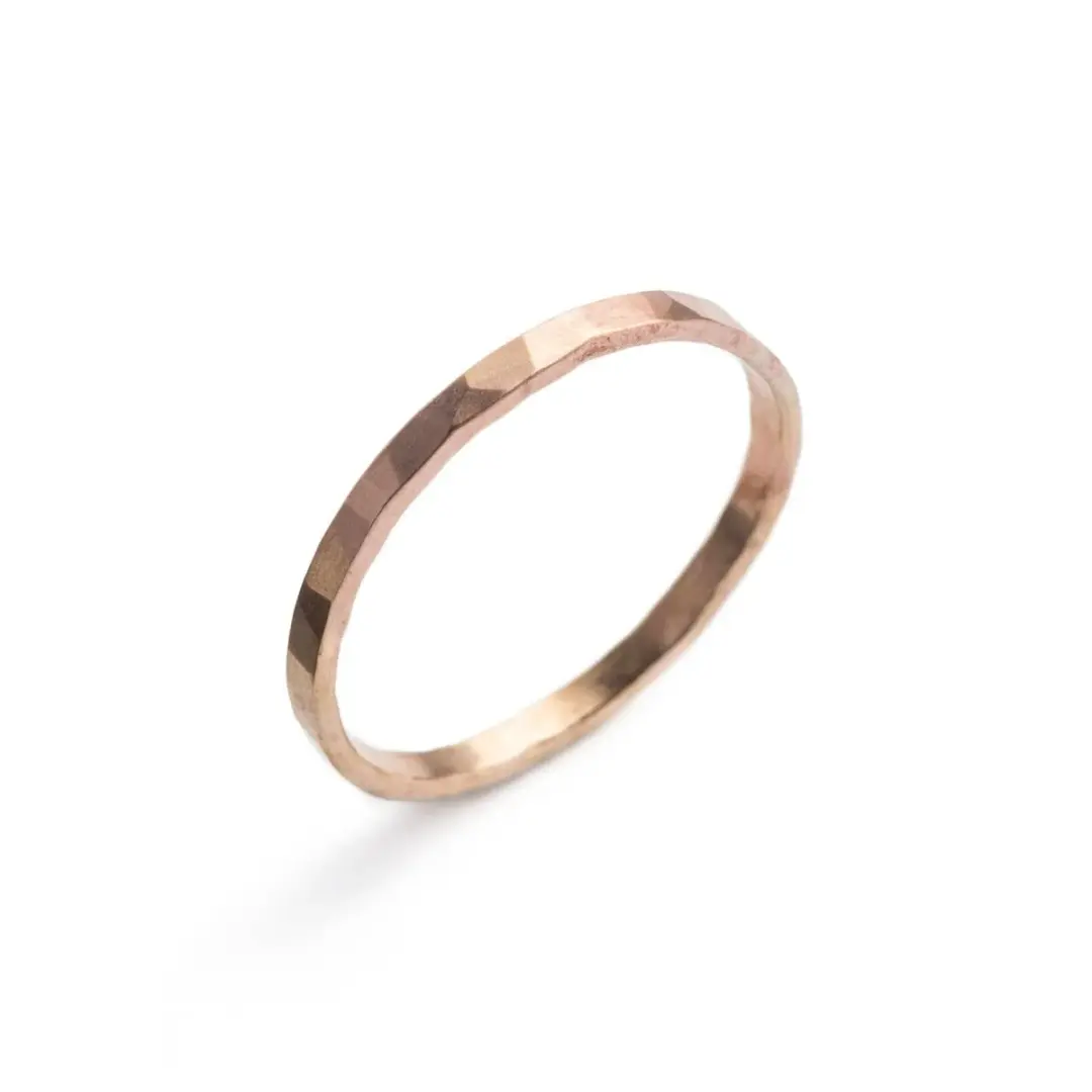Recast Faceted Gold-filled stacker ring