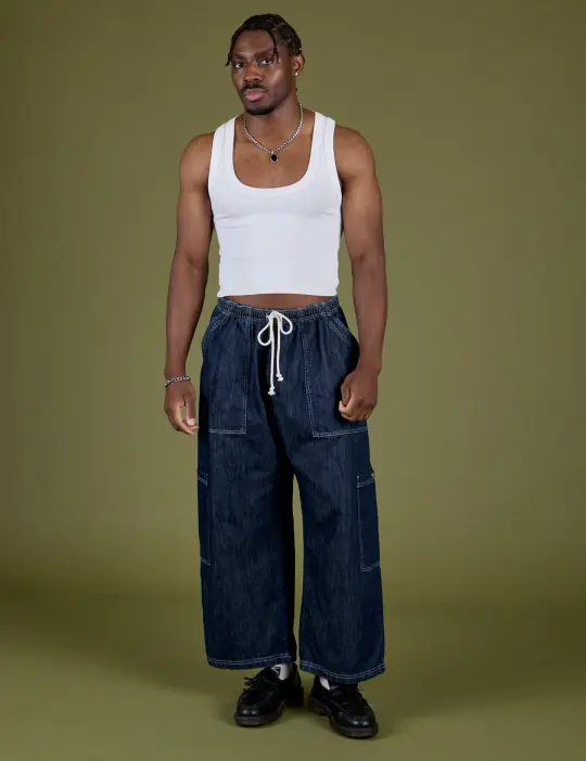 Denim Drop Pocket Pants - Dark Wash