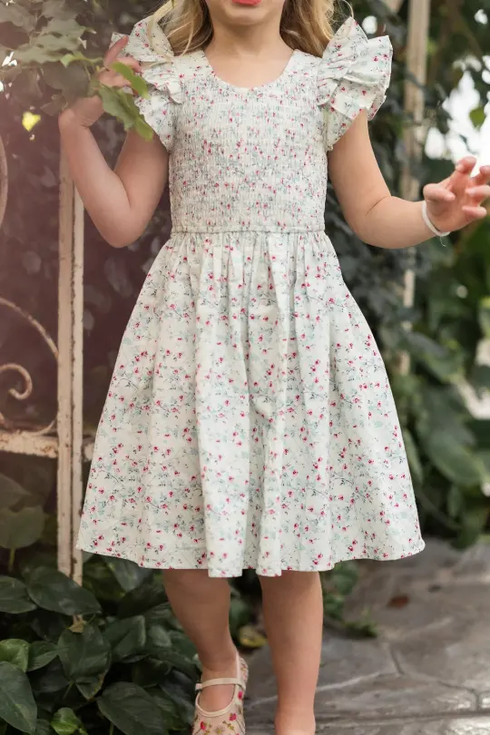 Mini Hattie Dress in Pansy Trellis