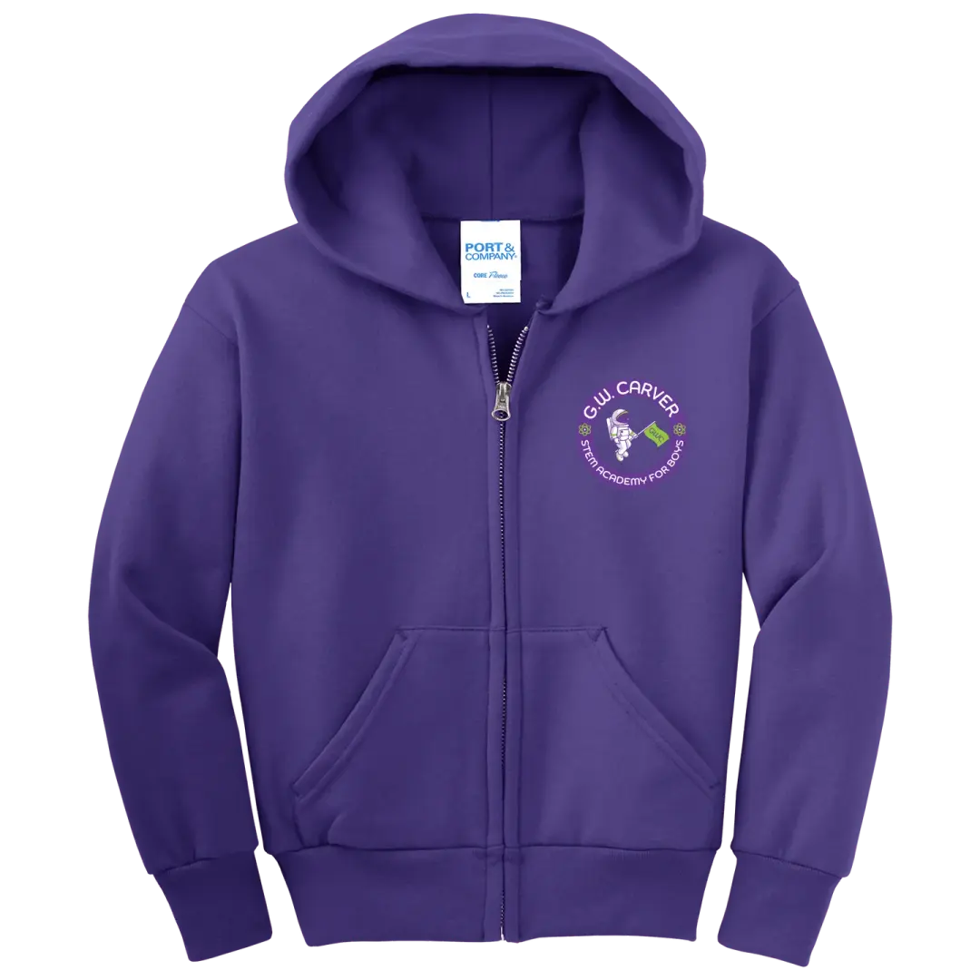GWC STEM Academy Embroidered PC78YZH Youth Fleece Full Zip Hooded Sweatshirt