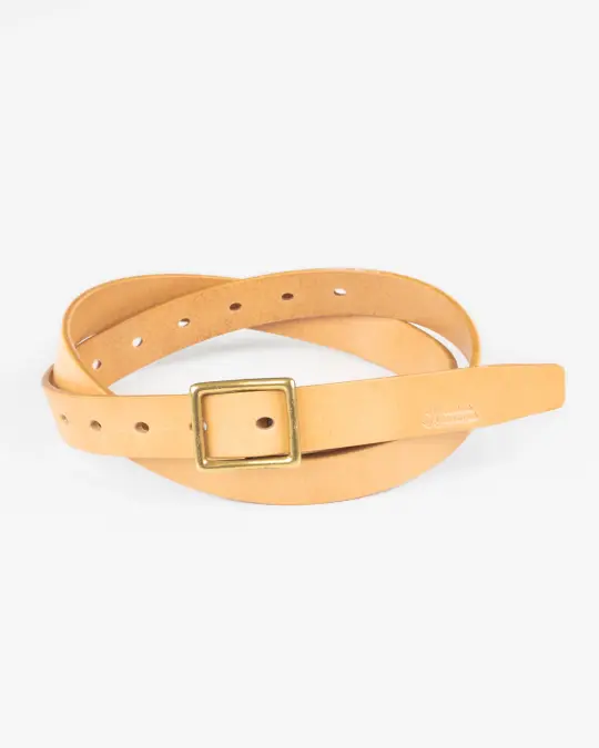 OGL Obbies Square Buckle Leather Belt - Natural
