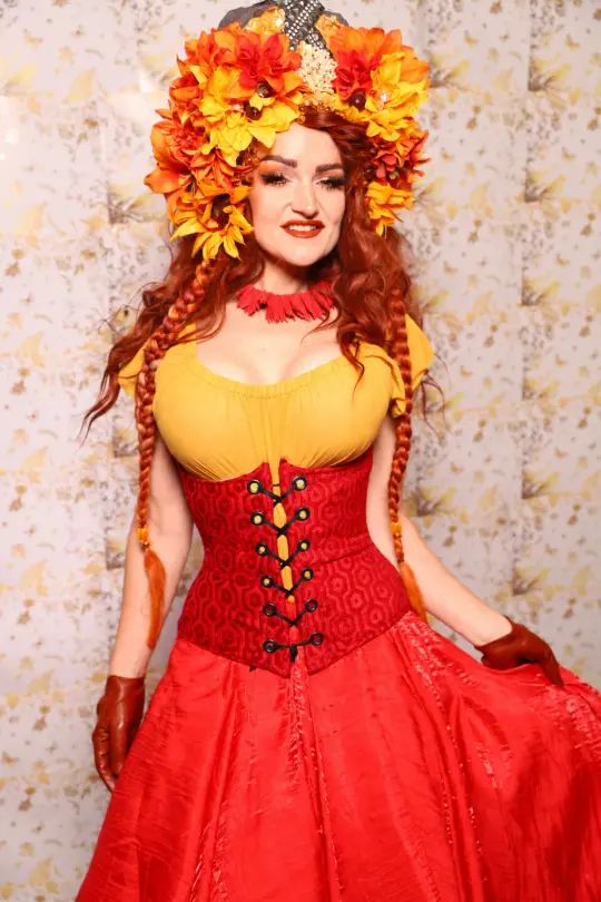 39. Petite Wench Underbust Corset in Tomato Honeycomb - The Marinara Maidens Collection