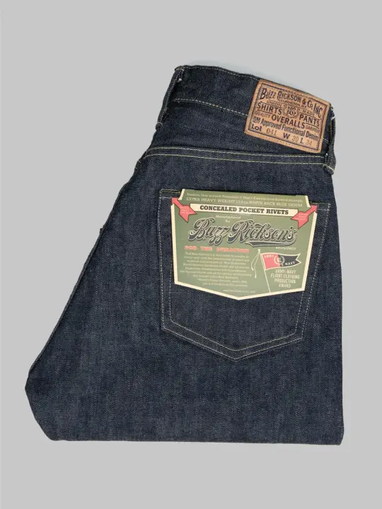 Buzz Rickson's BR43041 13.6oz WWII Blue Denim Waist Overalls Jeans
