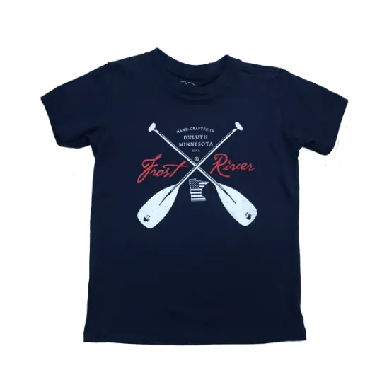 Kid's Navy Crossed Paddles T-Shirt - Youth