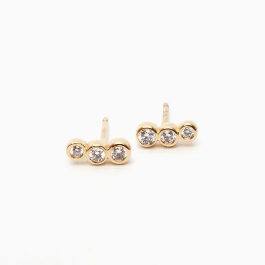 Three Stone Climber Stud Earrings