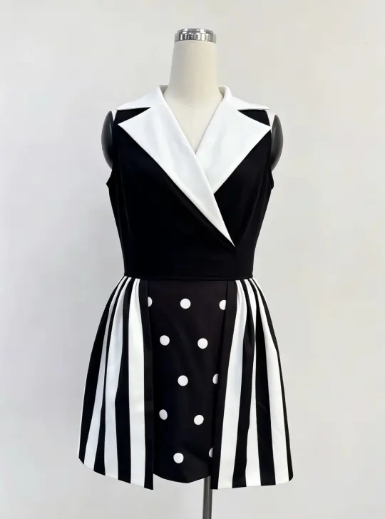 SAMPLE #432 - S Glamour Shots Black And White Mini Dress - Black / White