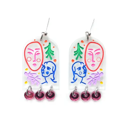 Clear Arch Earrings with Laser Cut Faces