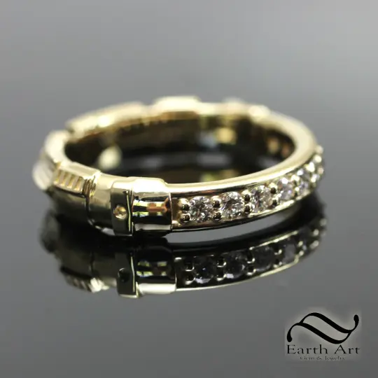 Narrow Diamond Light Saber Ring - fully Polished in gold or silver
