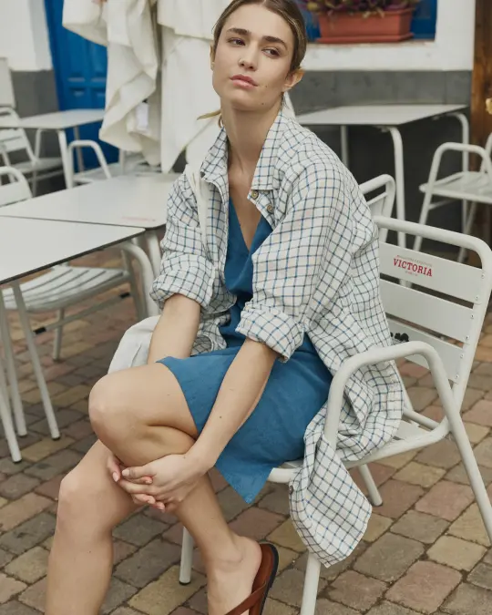 LIVORNO-2 oversized linen collar shirt