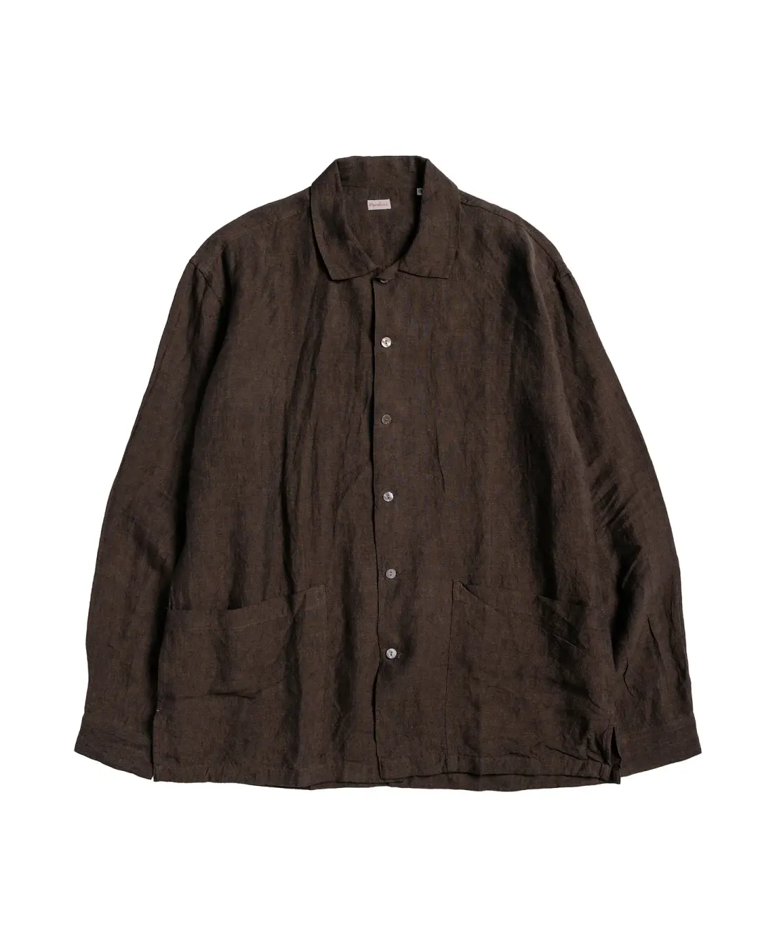 Conkers Martyn Shirt Linen Crossweave Brown & Black