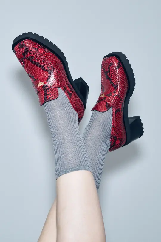 The Gambler Loafer Red Snakeskin