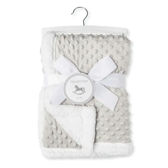 necessities by tendertyme Popcorn Minky Sherpa Baby Blanket, Gray