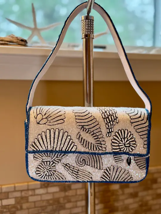 Handmade Beaded Bag - Shells | Artisan Statement Piece