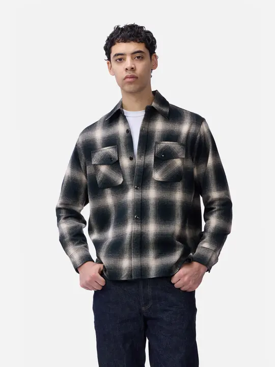 Crosscut Flannel ~ Black Ombre Plaid