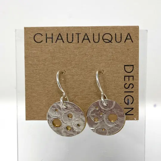 Silver and Brass Pierced Disc Earrings