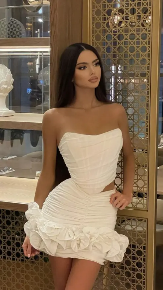 White tube top waist fishbone top hip sexy short skirt homecoming dress R5441