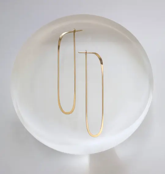Long Oval Earrings, Delicate, Lightweight, Gold Fill, Silver