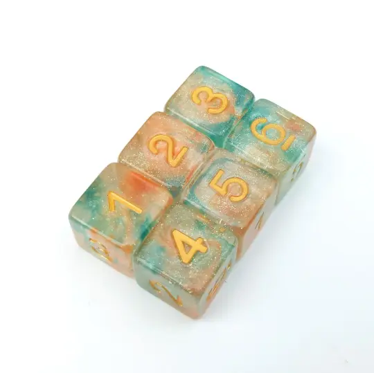 Koi Pond D6 Set – 6-Piece Orange and Blue DnD Dice