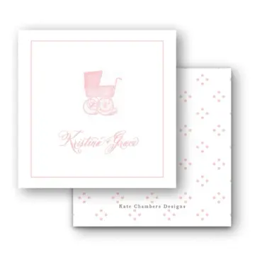 Pink Vintage Carriage Square Enclosure Card