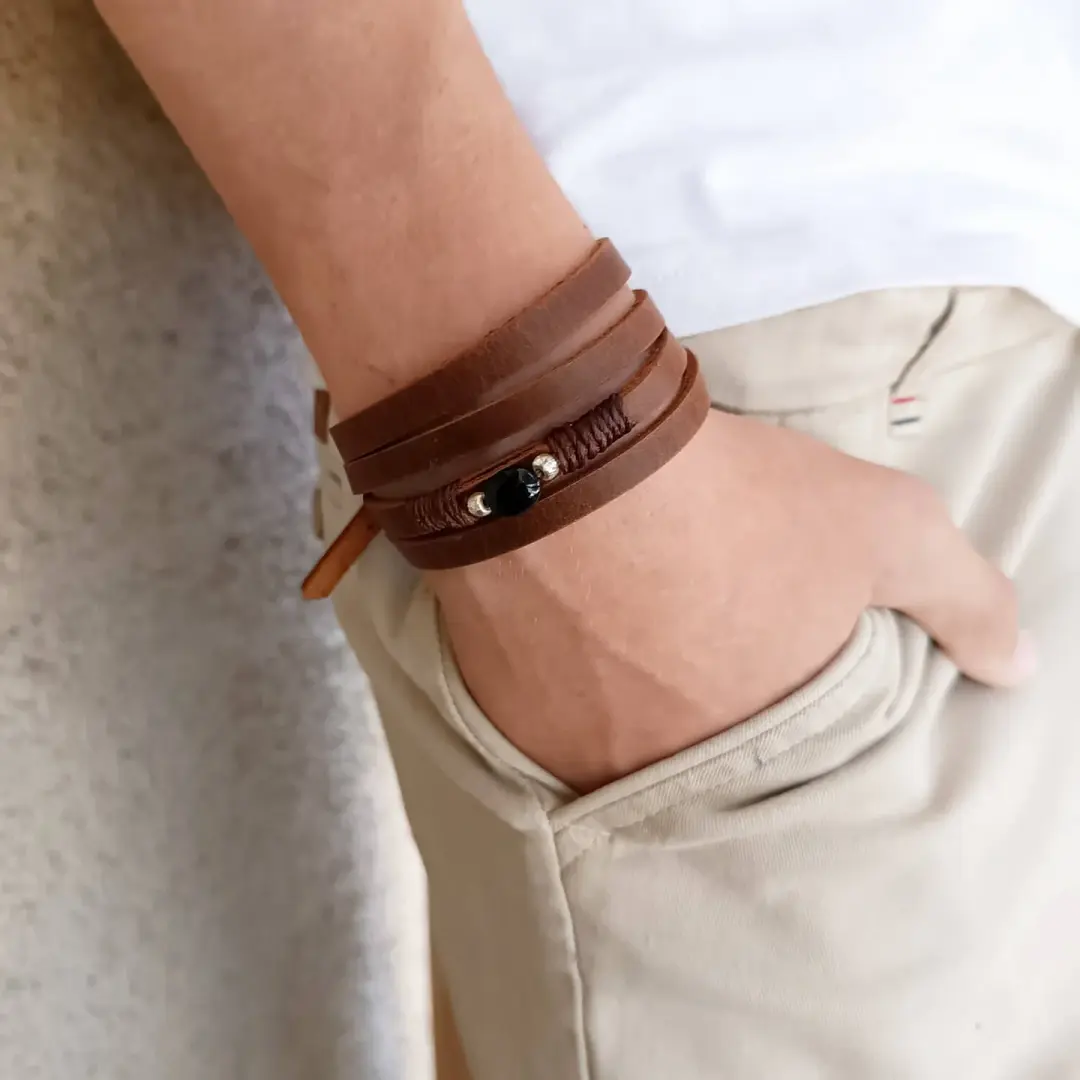 The Wanderer's Wrap | Black Tourmaline & Multi-Wear Leather