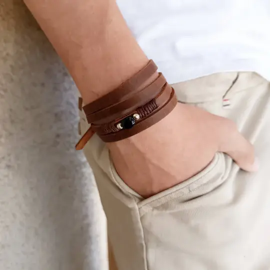 The Wanderer's Wrap | Black Tourmaline & Multi-Wear Leather