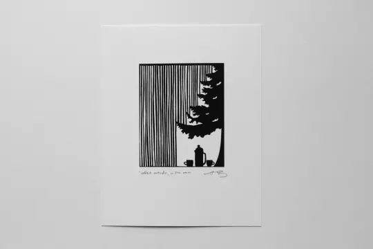 "Coffee Outside, In The Rain" 8x10" print