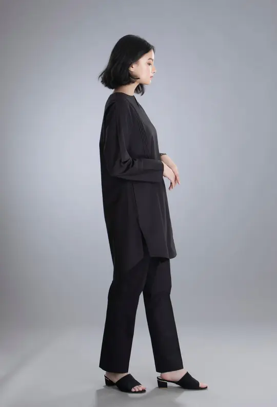 Lazy Day Black Slim Straight pants with back elastic