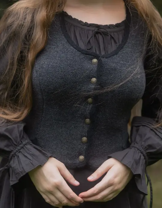 Veston tricoté 'Ilya' en pure laine noire anthracite