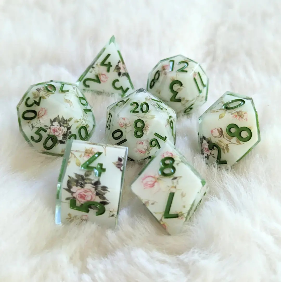 Tea Rose Garden DnD Dice Set