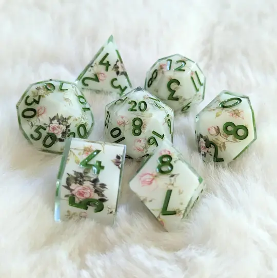 Tea Rose Garden DnD Dice Set