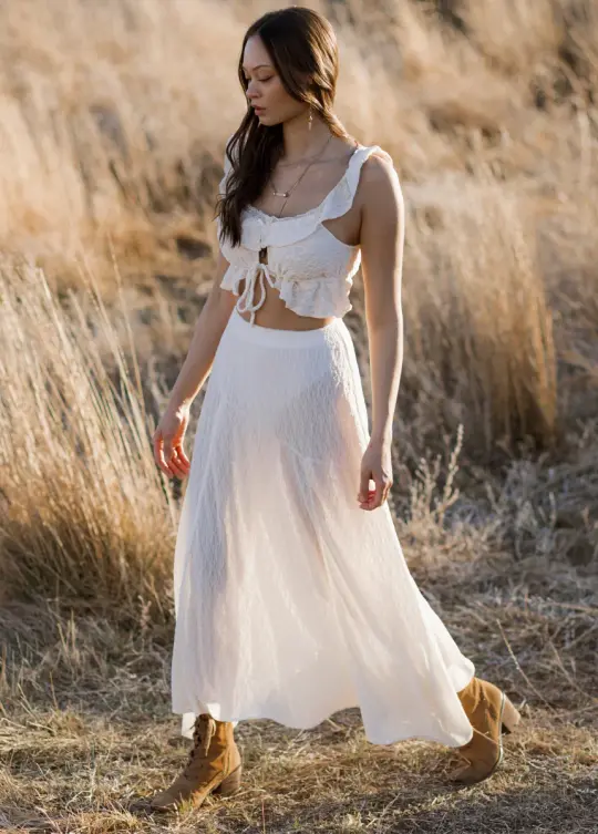Apple Maxi Skirt in Cream