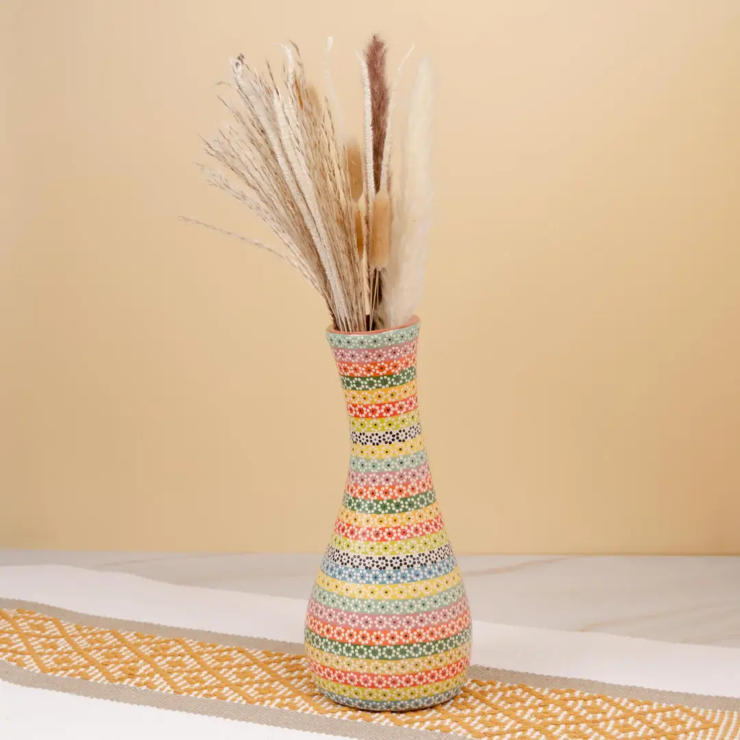 Capula Short Slim Neck Rainbow Clay Vase