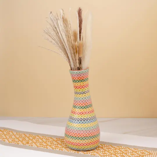 Capula Short Slim Neck Rainbow Clay Vase