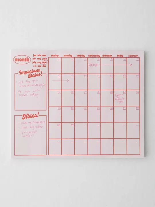 Pink Monthly Notepad