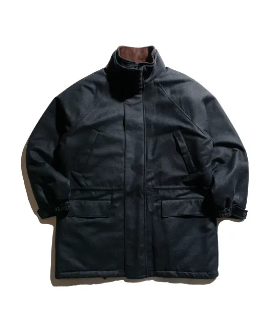 Auralee Wool Fulling Flannel Padded Over Blouson Top Charcoal