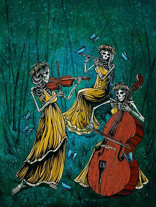 The Three Canvas Print - Day of the Dead Trio Art by David Lozeau