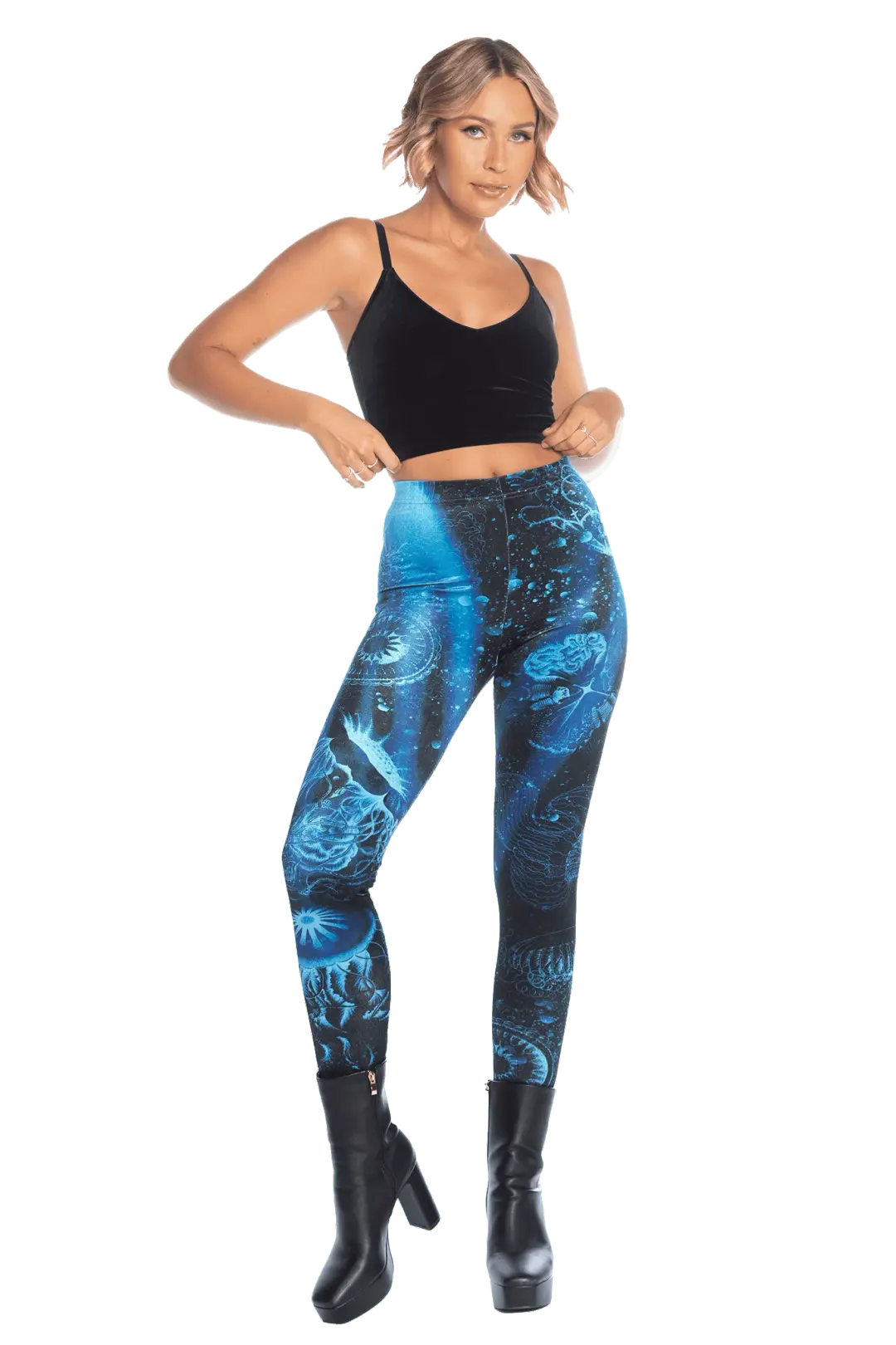Deep Sea Jellyfish Velvet High Waisted Leggings