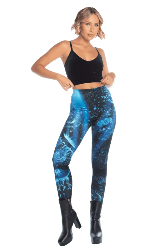 Deep Sea Jellyfish Velvet High Waisted Leggings