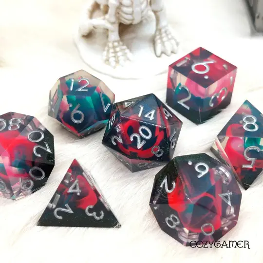 Perfect Weapon Sharp Edge Resin Dice Set. 7 Piece DND dice set