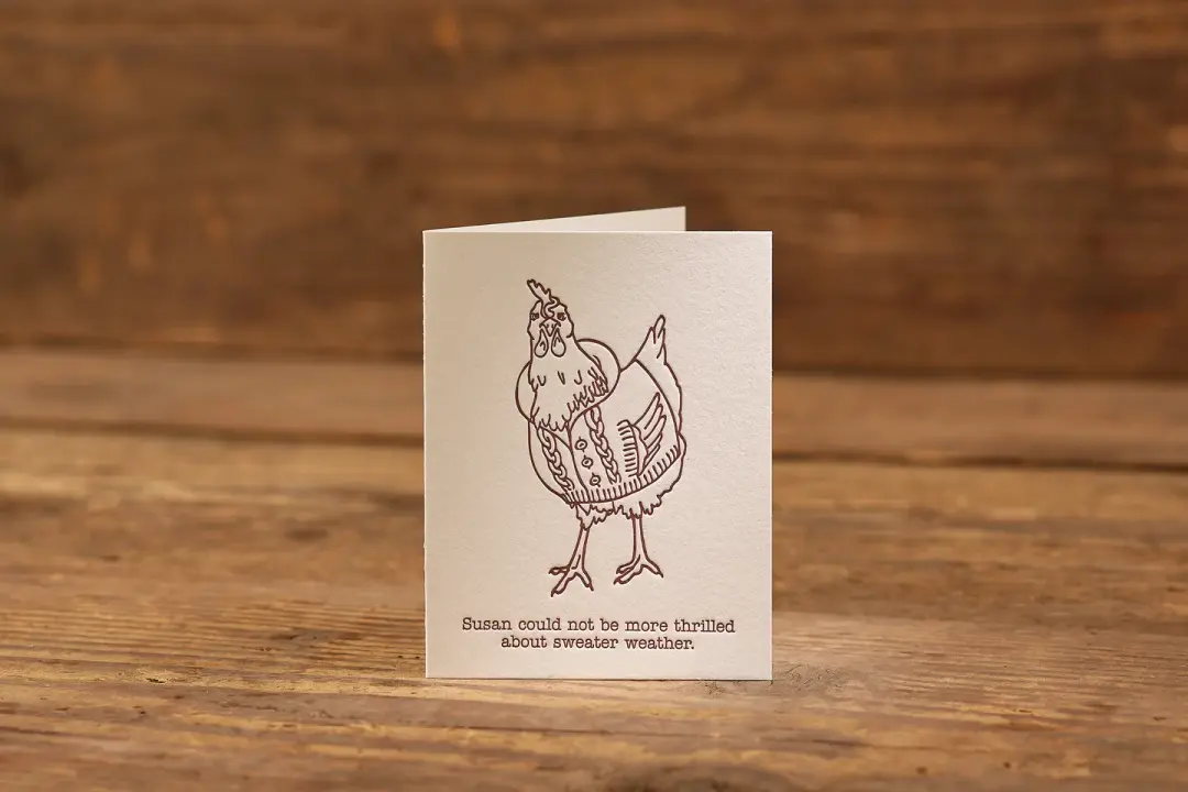 Sweater Weather Letterpress Card (A2: 5.5 x 4.25")