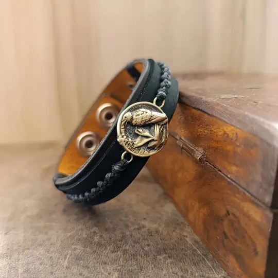All Black Raven Bracelet | Symbol of Intuition & Mystery