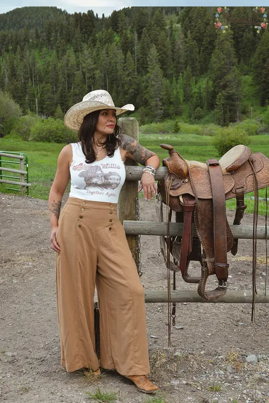 Linen Riding Skirt in Sandstone-Medium