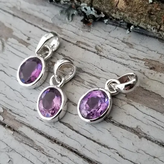 Classic Facet - Amethyst Pendants in Sterling Silver