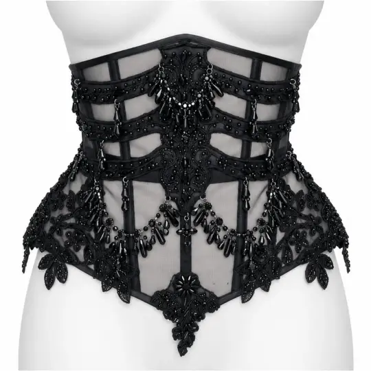 RIBCAGE MESH DECORATIVE UNDERBUST (BLACK)