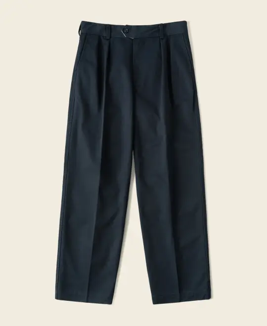 1950s Double-Pleat Cotton Twill Trousers - Navy
