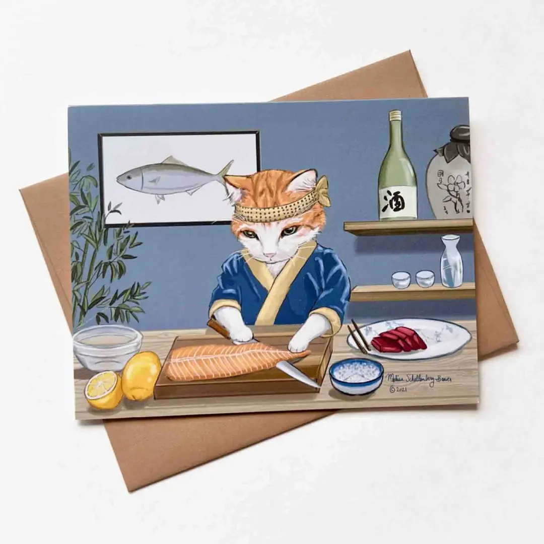 Sushi Chef Kitty Card
